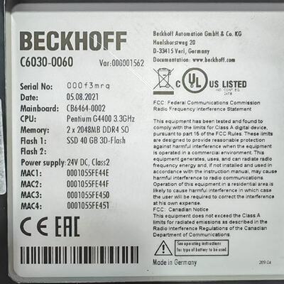BECKHOFFC60300060工控机德国原装实物议价