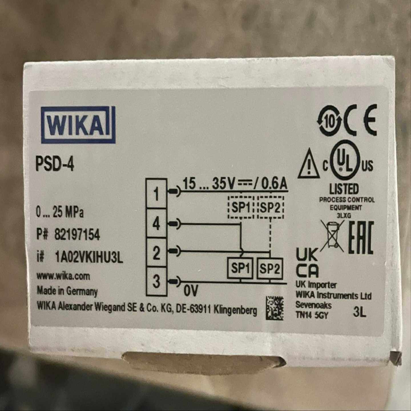 德国WIKA威卡PSD-4,0-25Mpa带显示屏压力询价