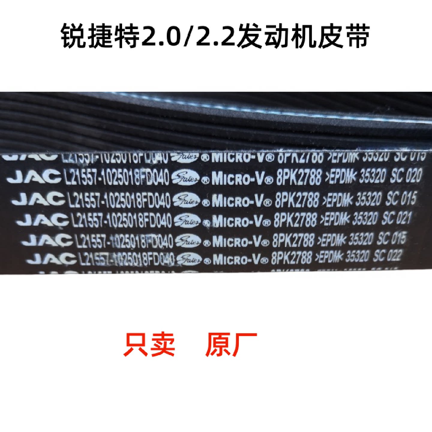 江淮帅铃E骏铃康明斯锐捷特2.02.2发电机空调风扇皮带8PK2788皮带