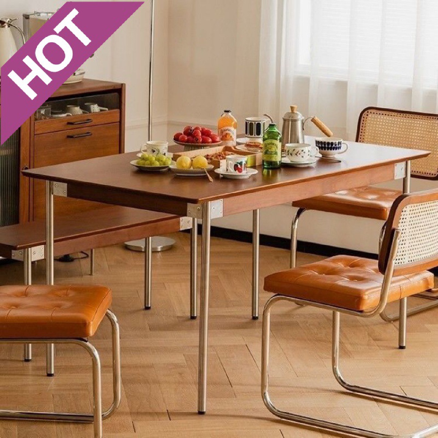 zsr实木餐桌复古小户型北欧日式餐桌椅子组合家用长方形桌子原木