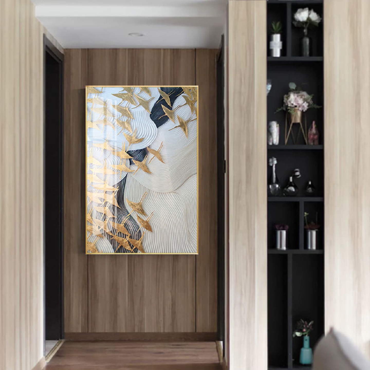 客厅大雁装饰画沙发背景墙画后现代挂画餐厅入门玄关走廊抽象壁画