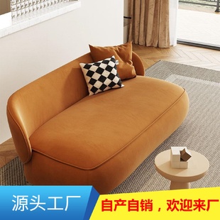 现代奶油风小户型布艺沙发简约轻奢直排懒人沙发家用客厅极简沙发