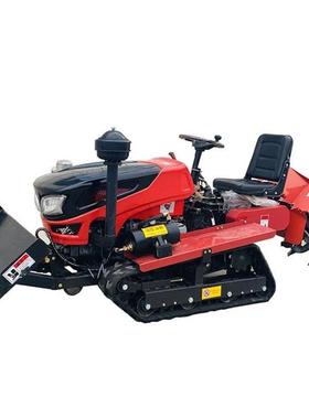 履带式小型旋耕机农业多功能遥控微耕机果园柴油施肥开沟机