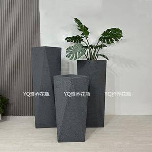 北欧玻璃钢八角落地大花瓶售楼部样板间商场家居仿真花创意摆设