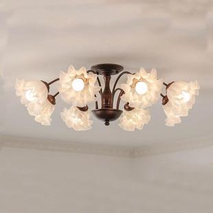 美式 中古风客厅吊灯铃兰花朵餐厅灯田园乡村复古全光谱护眼卧室灯