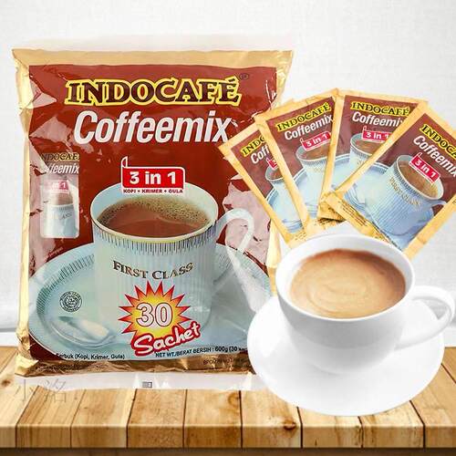 印尼原装进口迎乐INDOCAFE经典原味特浓速溶三合一提神咖啡粉袋装
