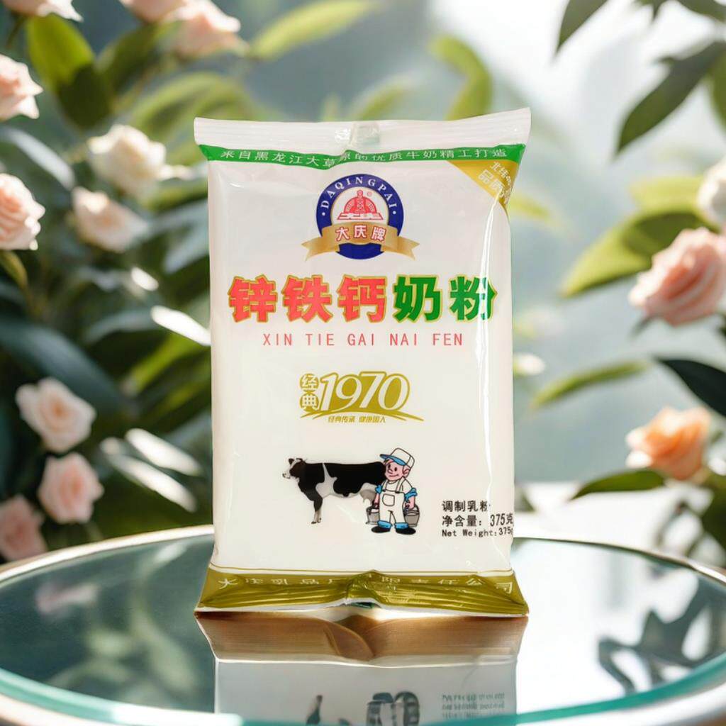 大庆牌老奶粉锌铁钙全脂甜奶粉375克成人中老年营养