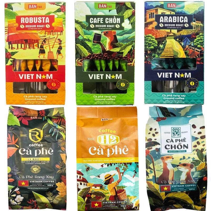 越南原装BAN阿拉比卡罗布斯塔猫屎咖啡粉独立包装提神现磨咖啡豆