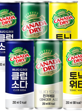 韩国产加拿大CANADA DRY生姜水250ml薄荷味苏打水 进口干姜水汽水