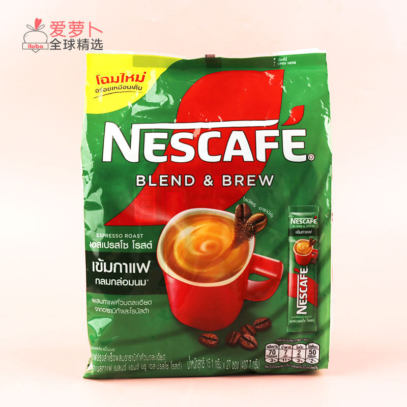 泰国NESCAFE雀巢混合冲泡三合一速溶咖啡每袋27包携带方便