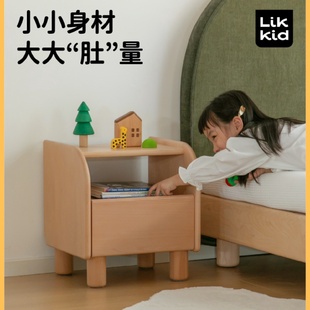 fc儿童实木床头柜女孩卧室房间置物收纳柜宝宝床边可爱储物柜