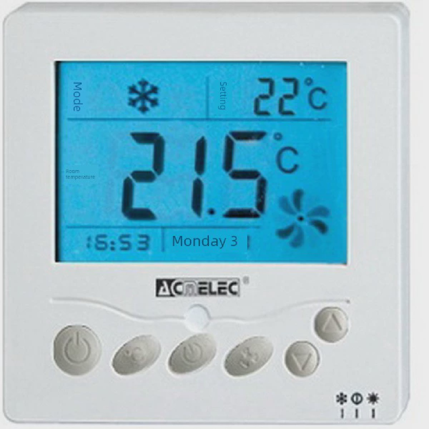 Acmelec中央空调液晶温控器风扇盘管温度控制面板三速开关控制线