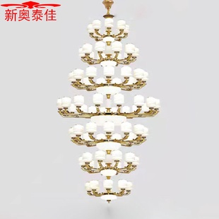 楼大吊灯新中式 复式 别墅客厅楼中楼中空三层楼梯复古大气家居
