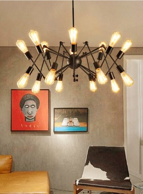 工业风蜘蛛吊灯创意个性艺术灯具简约复古客厅服装店北欧铁艺吊灯