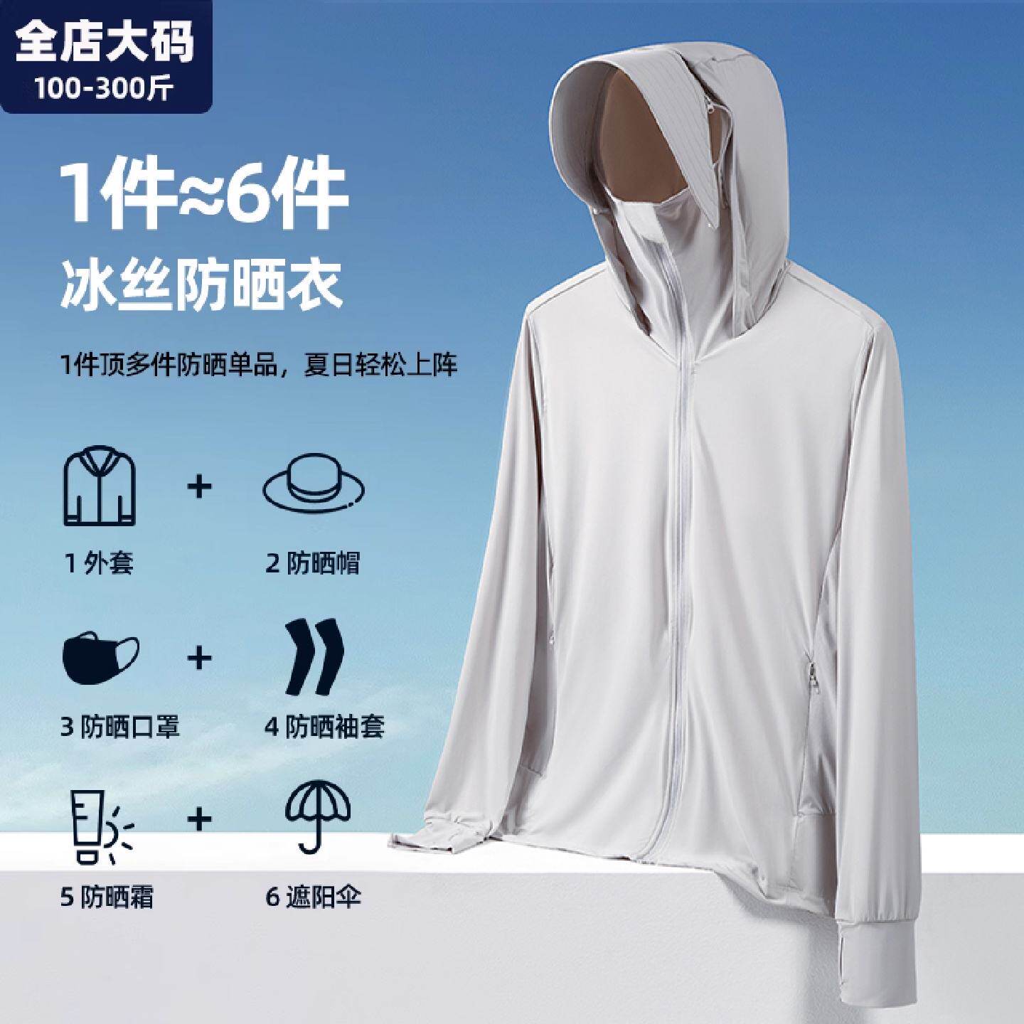 冰丝防晒服男夏季薄款速干皮肤衣男士胖子加肥加大特大码男装外套