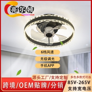 265V 卧室餐厅简约现代吸顶风扇灯创意带灯电风扇变频app宽压85V