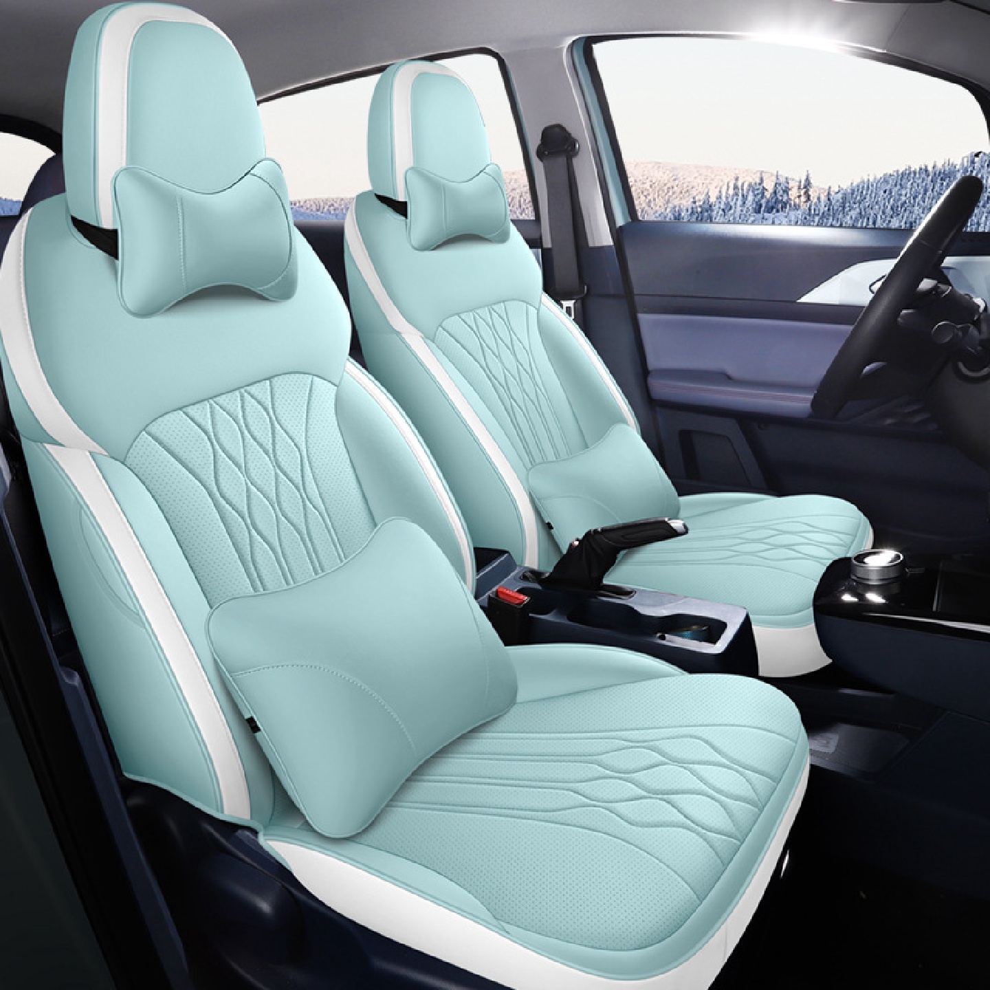 可订22-23款吉利几何E纯电动四季全包围专车专用汽车坐垫全皮座套