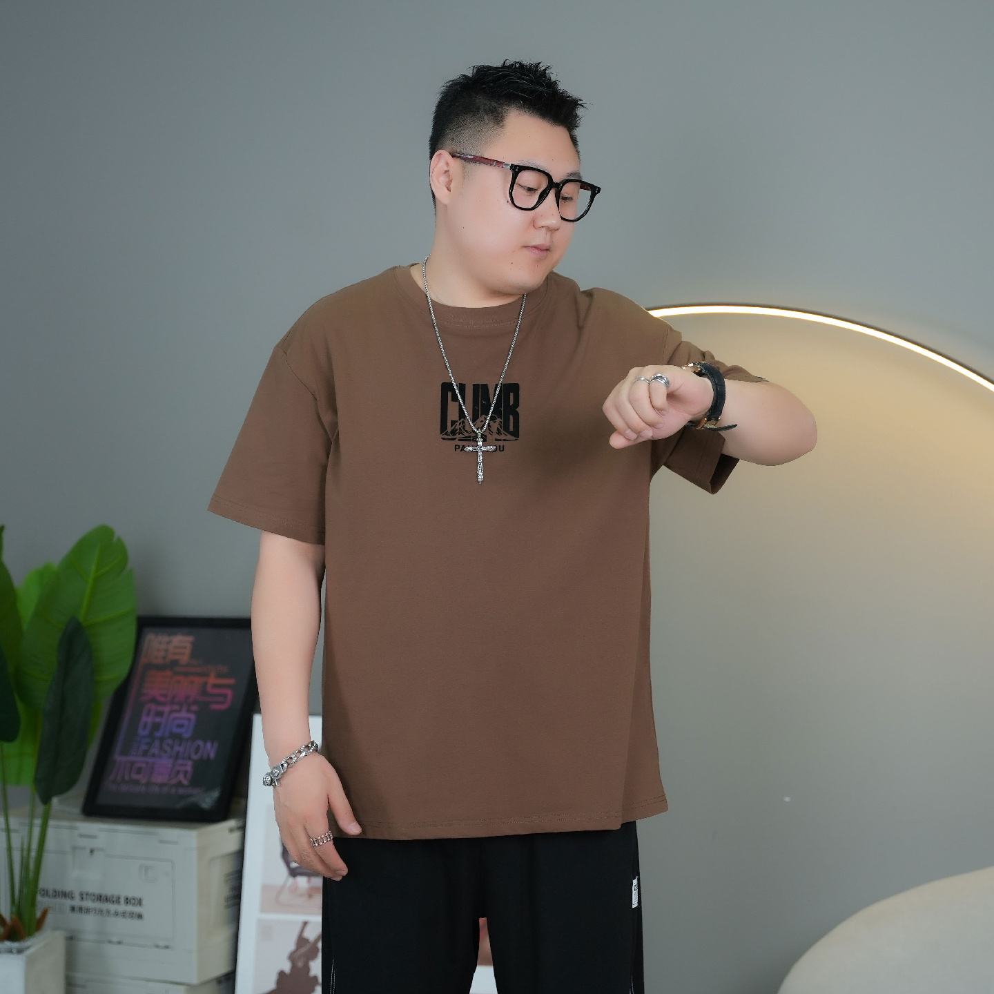 大码t恤男短袖男款夏季潮牌衣服胖子男装加肥加大圆领半袖打底衫