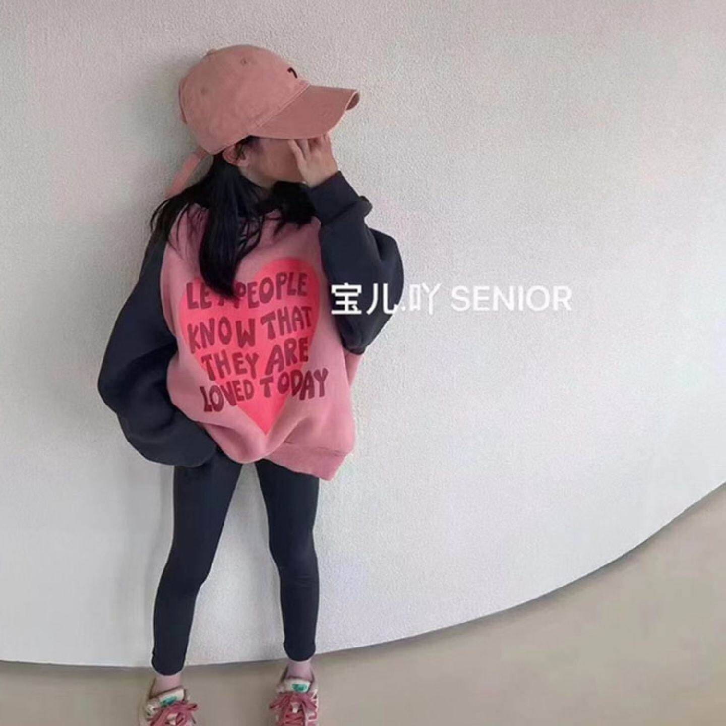 女童春季卫衣爱心2023新款儿童秋季洋气中大童薄款套头宝宝上衣潮