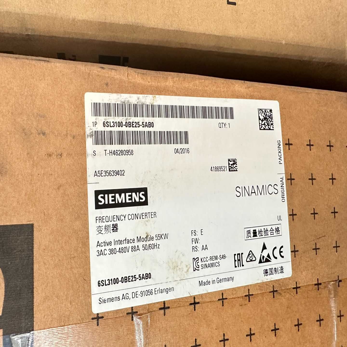 【请询价】6SL3100-0BE25-5AB0全新原装库存货实物图拍