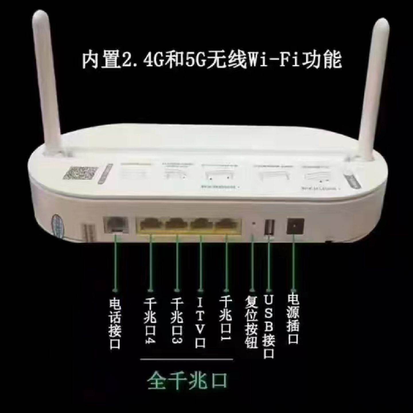 上海电信SDN全千兆光猫，ZTE中兴EPON，支持2.4G/ 5G双频WiFi，内
