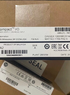 议价1769-PA2 紧凑型输入/输出电源120/240V AC输入2A@5V DC 1769