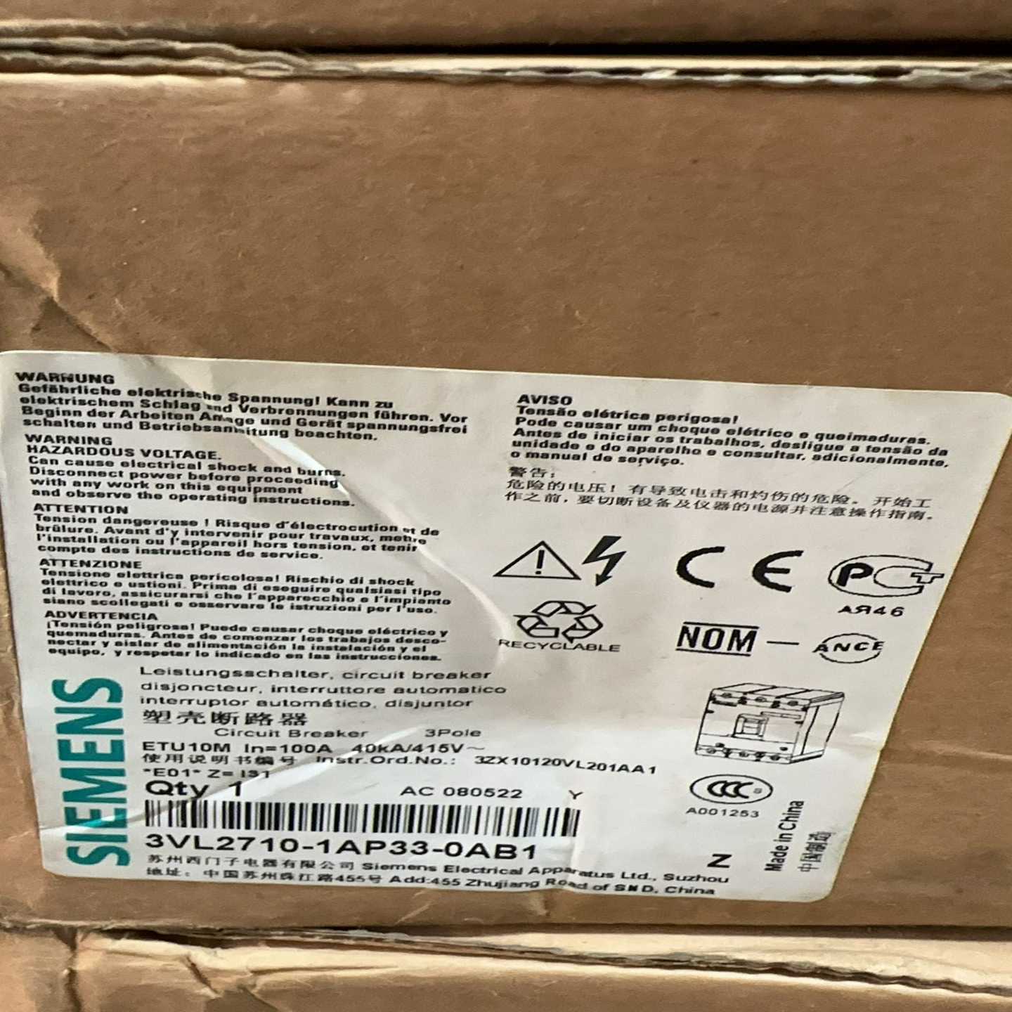 【议价】塑壳断路器3VL2710-1AP33-0AB13V适用