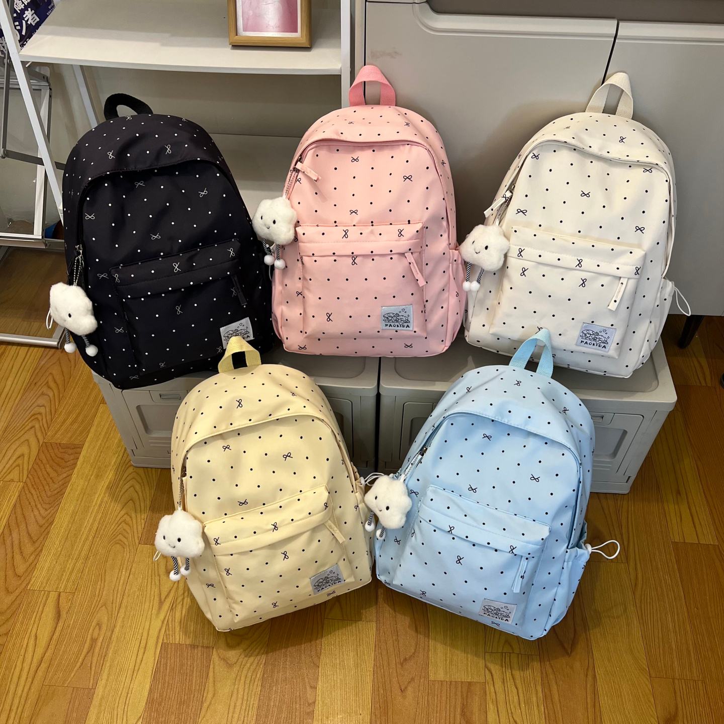 书包初中女生少女心氛围感波点蝴蝶结百搭高颜值女学生双肩包高中