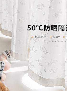 隔热防晒镜面纱纱帘透光不透人窗帘新款阳台飘窗轻奢高档白色