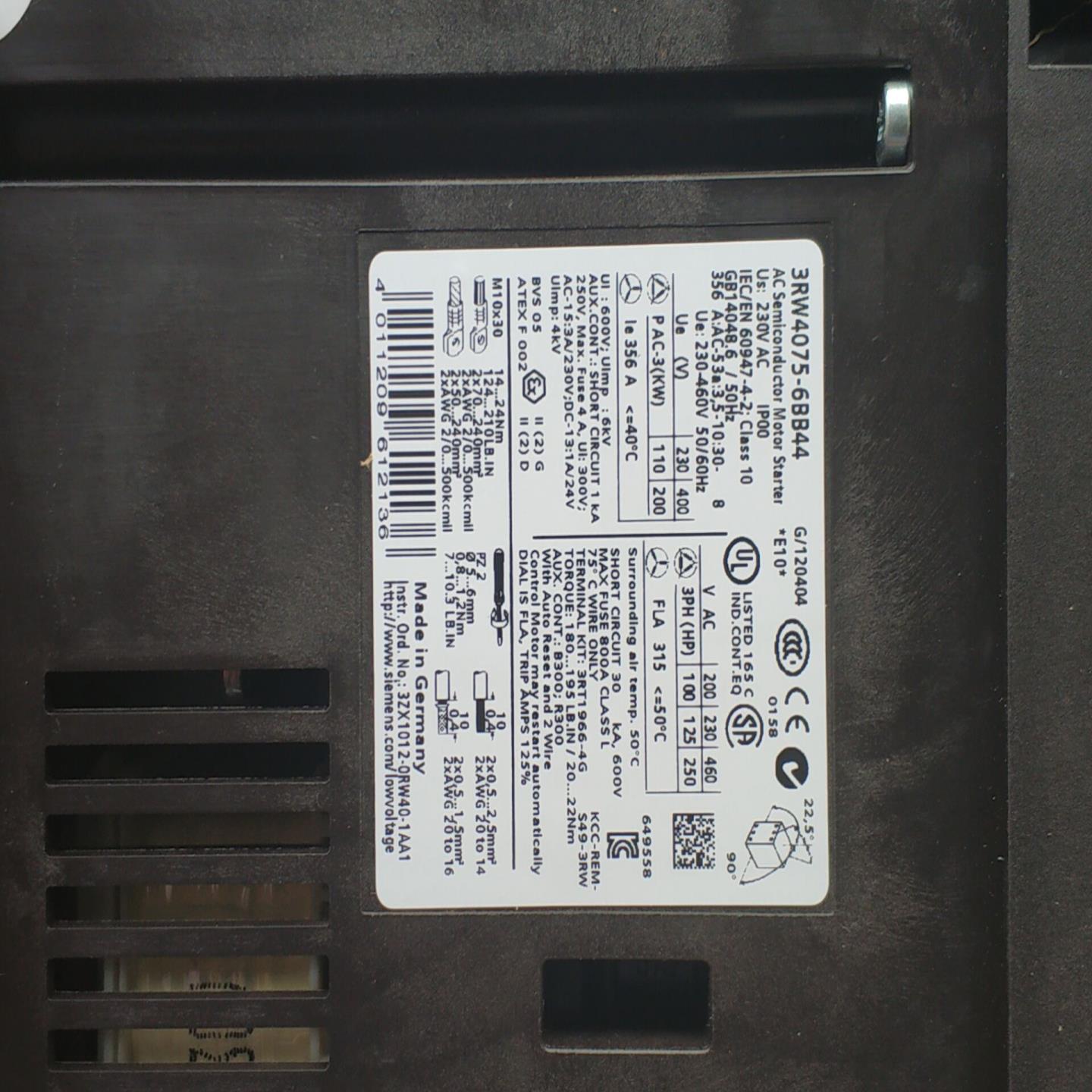 全新 开封  3RW3455-0DC44  西门子软启动 议价询价