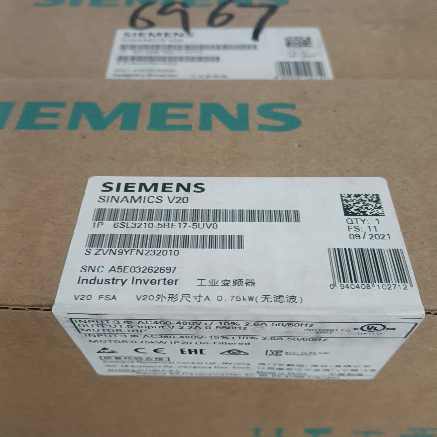 议价-6SL3210-5BE17-5UUV0西门子V20变频器