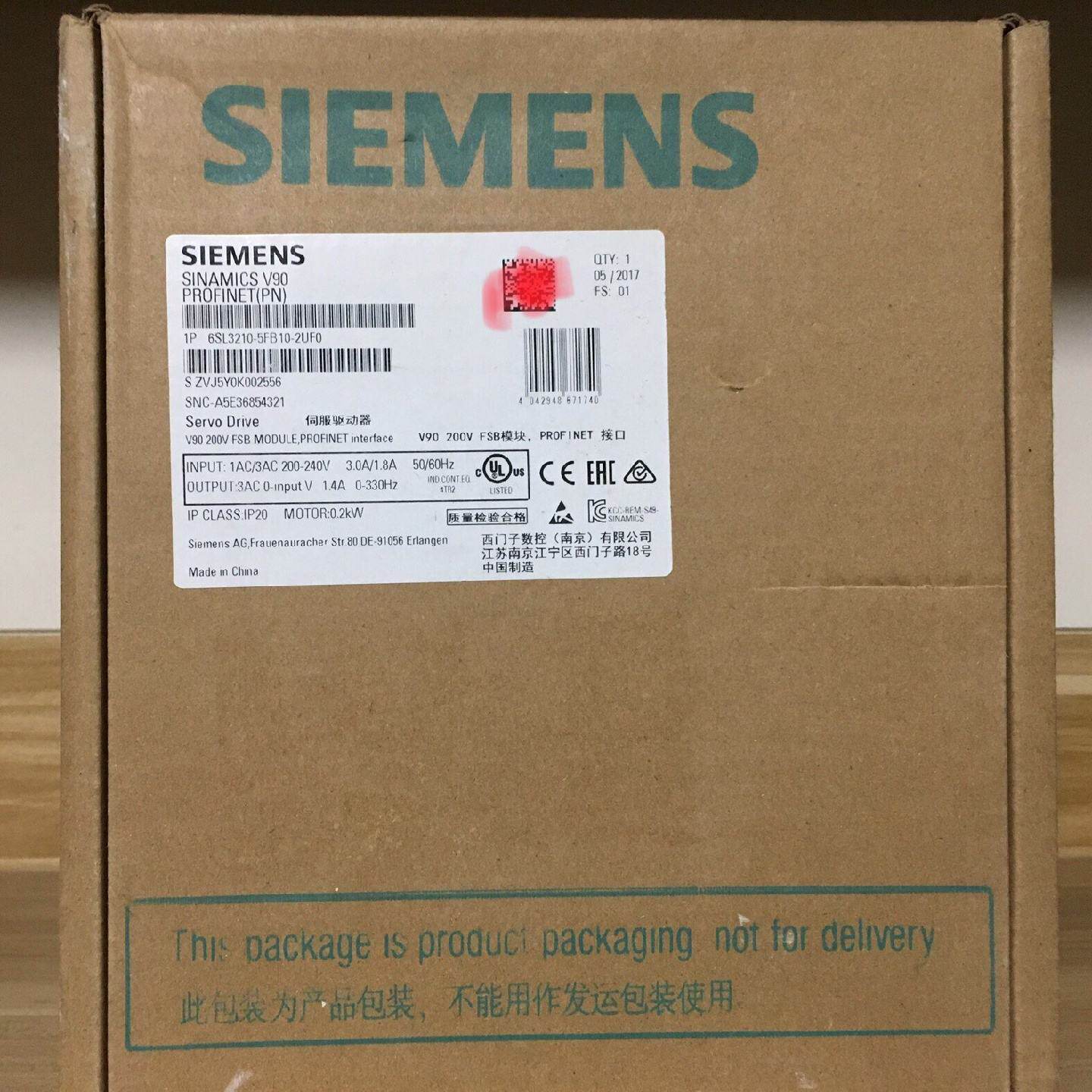 6SL3210-5FB10-2UF0 全新西门子V90伺服驱--议价商品