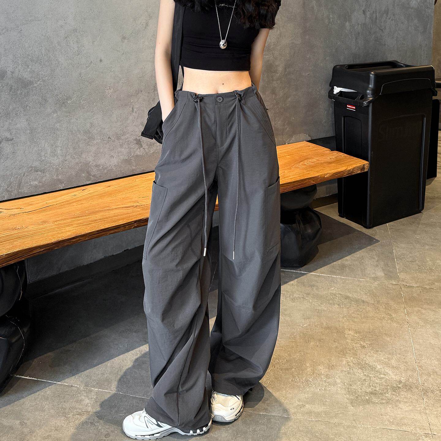 灰色速干工装裤女夏季2025新款女款小个子美式休闲登山伞兵裤夏天