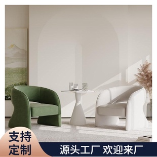 北欧小户型现代简约单人椅家用阳台卧室布艺极简沙发椅会客接待椅