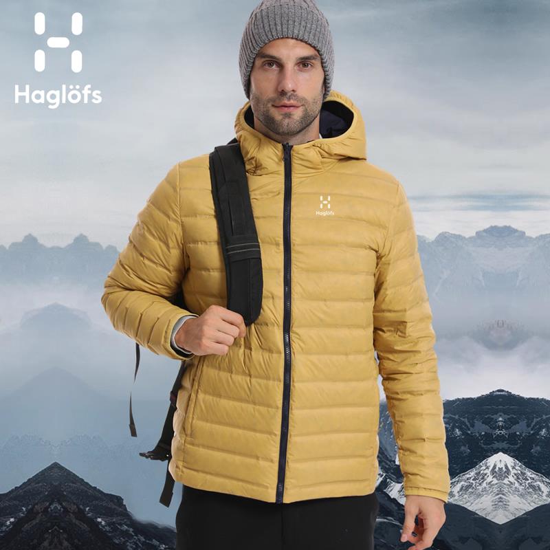 HAGLOFS冬季连帽轻薄羽绒服男女款双面穿白鸭绒御寒情侣保暖外套