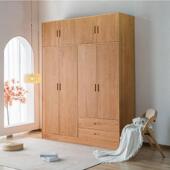 北欧实木衣柜成人日式 简约樱桃木黑胡桃木大衣橱卧室收纳顶柜儿童