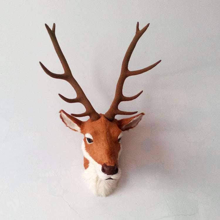 仿真梅花鹿头 民间手工艺品动物摆件  家具办公室墙上壁挂装饰品