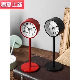 极简闹钟简约北欧风格 小座钟 学生用静音床头钟表创意书桌摆件个性