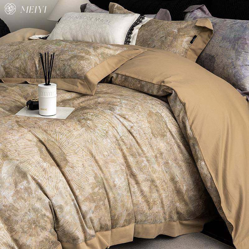 美式100S磨毛床单四件套全棉纯棉被罩裸睡轻奢床上用品