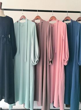 厂家直供伊朵朵速卖通迪拜中东土耳其迪拜束口袖甜美连衣裙24708