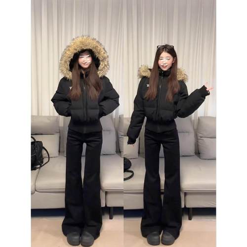 美式黑色微喇牛仔裤女春季爆款高腰显瘦弹力百搭春秋拖地喇叭裤子