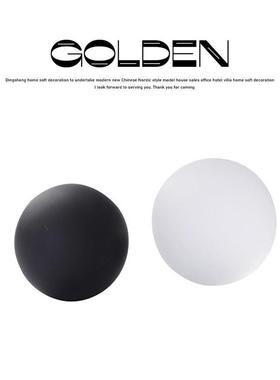 现代轻奢极简几何水晶球摆件 银色磨砂黑白色创意家居装饰品 客厅
