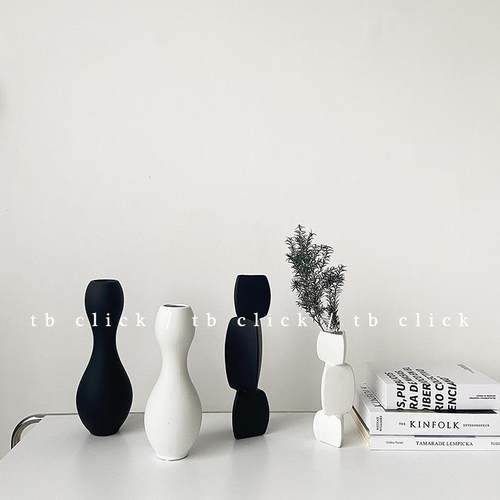 click创意异形抽象花瓶摆件 低温陶瓷中古名宿基地样板间装饰道具