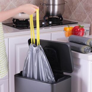 5卷自动收口垃圾袋家用手提式加厚抽绳厨房穿绳防漏垃圾袋中大号