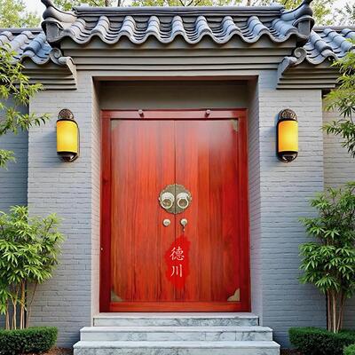 中式大门庭院木门老榆木门楼实木大门对开复古进户门原木别墅大门