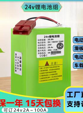 24v20安锂电池组电动车助力车24v电动轮椅电池内置拖网打窝船电池