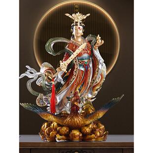 台湾全铜九天女神像家居九天皇后像碧霞元君铜像佛寺桌面摆件