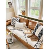 manyujia覆古棉麻斯堪 纳维亚流苏沙发垫防猫抓通用沙发毛巾垫