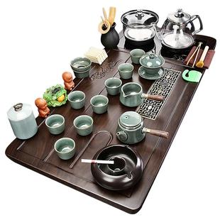 家用高档办公室泡茶台 琨德实木茶盘全自动烧水壶一体功夫茶具套装