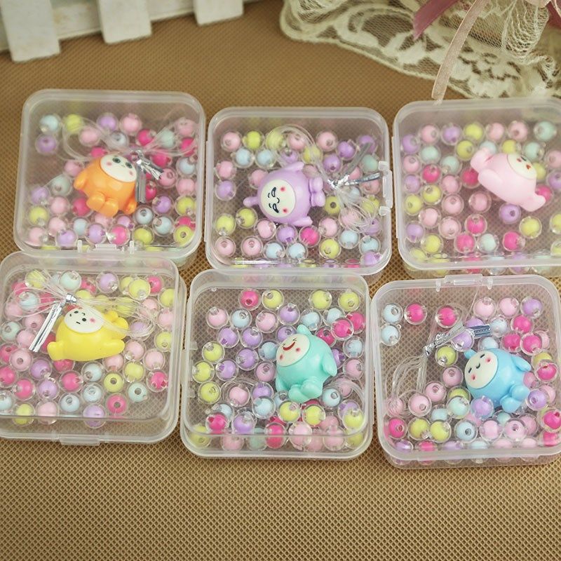 儿童手工项链手链串珠diy材料包 宝石亚克力地球中珠编制珠子